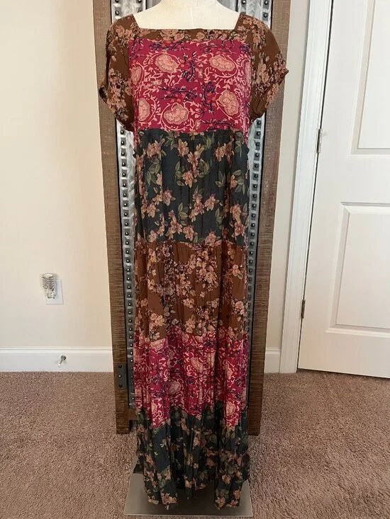 NWT Natural Life Berkley Maxi Dress in Mauve India Vines - M - Picture 5 of 14